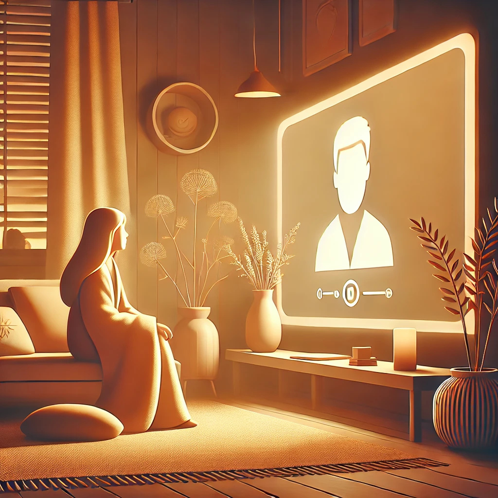 Person sharing memories with digital avatar
