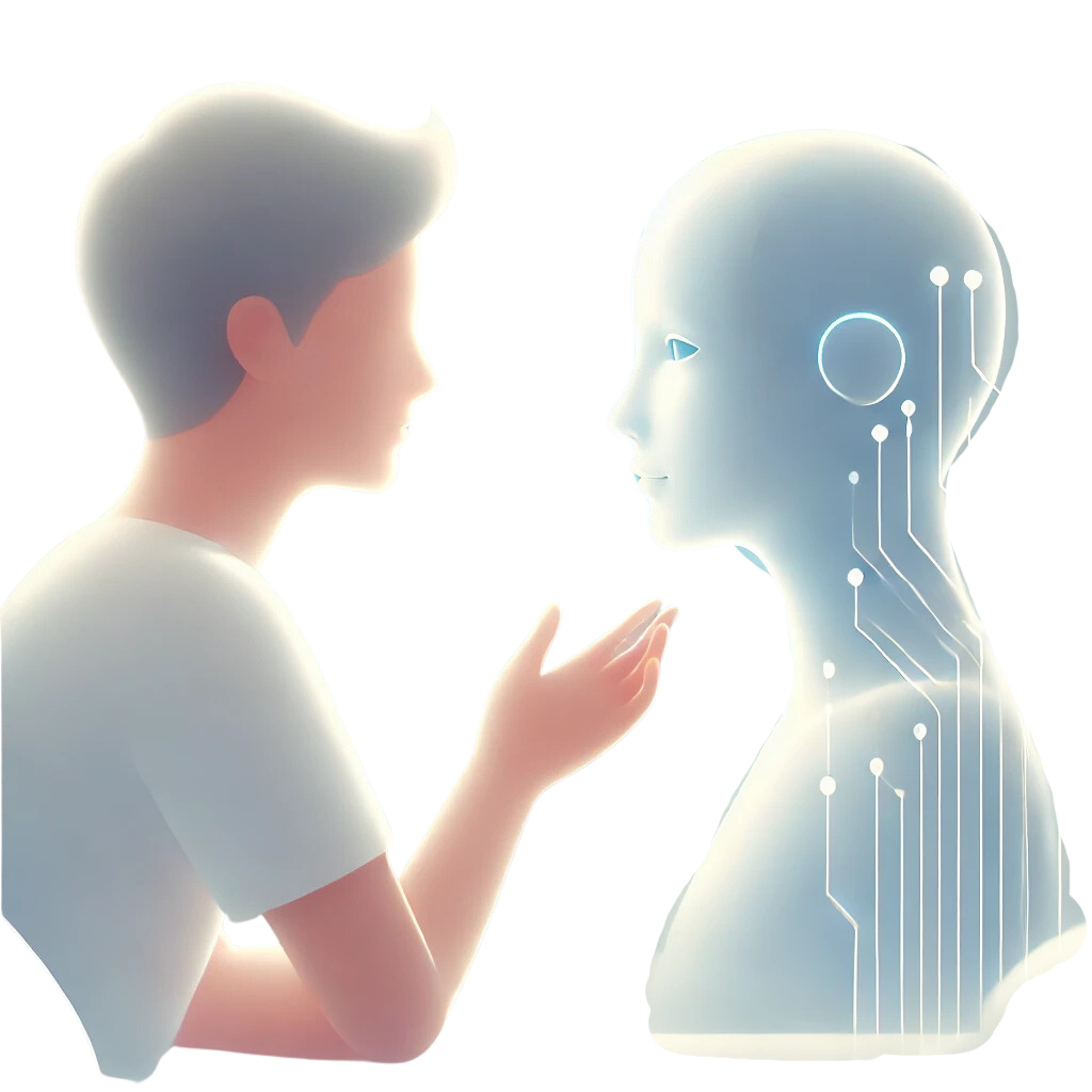 Person connecting with AI avatar